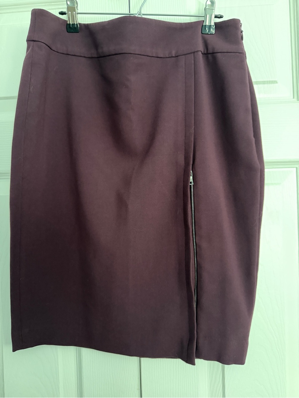Ann Taylor Factory Deep Plum Pencil Skirt with Front Zip Slit